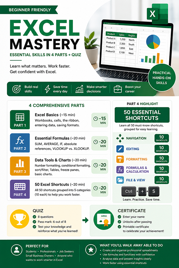 Basics of Excel (& 50 Useful Shortcuts) Mini Course