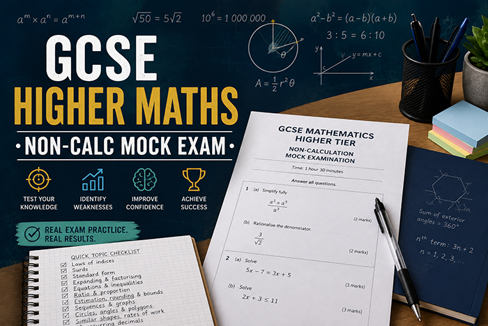 GCSE Higher Maths Noncalc Mock Exam