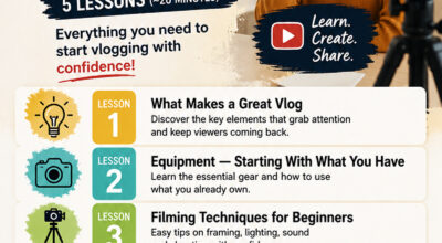 Free Vlogging Basics Course — 5 lessons (~20 minutes):